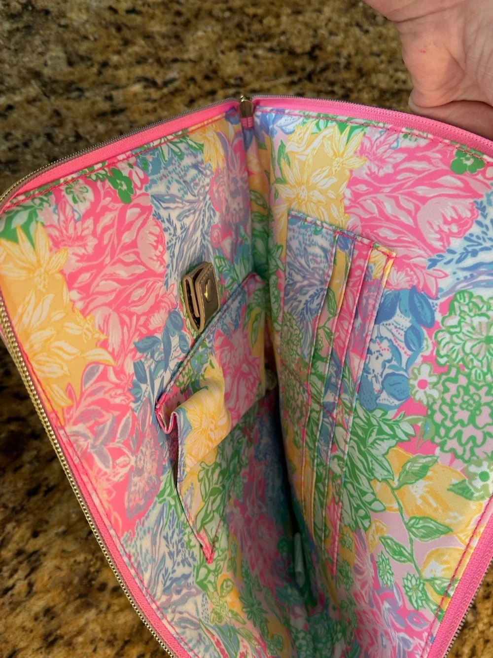 Lilly Pulitzer Gold Zip Agenda Folio Organizer